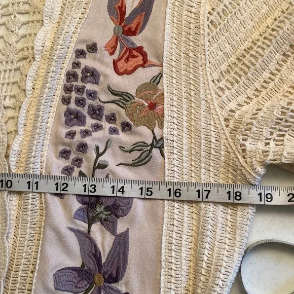 Handmade Boho Crochet Cardigan with Floral Embroidery - Picture 11 of 14